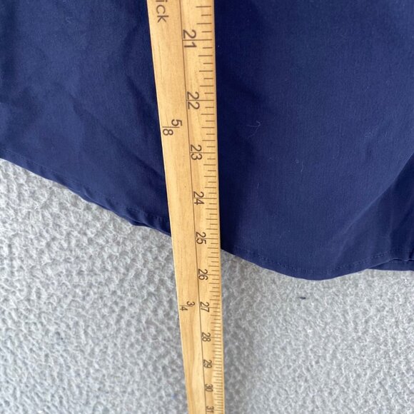 Chicos Shirt Womens 2 US Large Navy Long Roll Tab Sleeve Button Pockets Collar - Picture 10 of 13